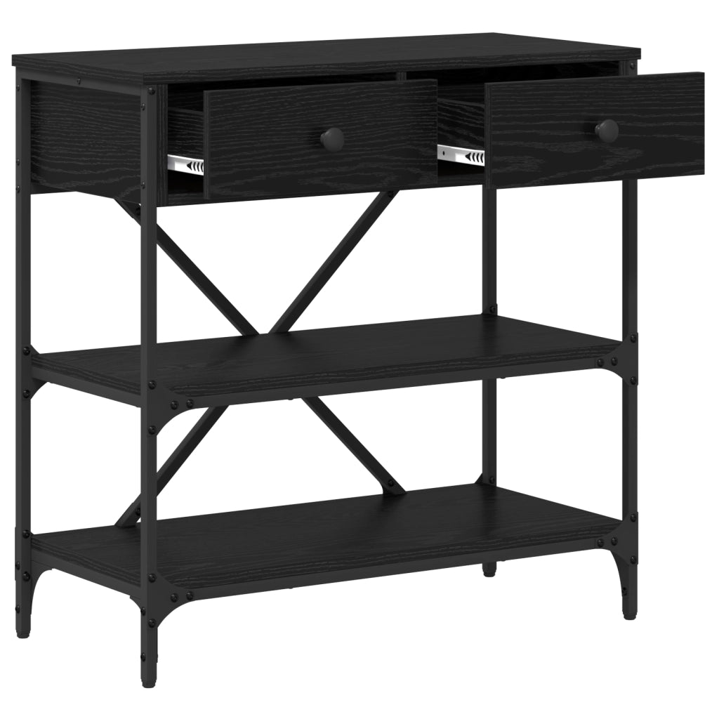 Tavolo Console Rovere Nero 75x34.5x75 cm Legno Compatto
