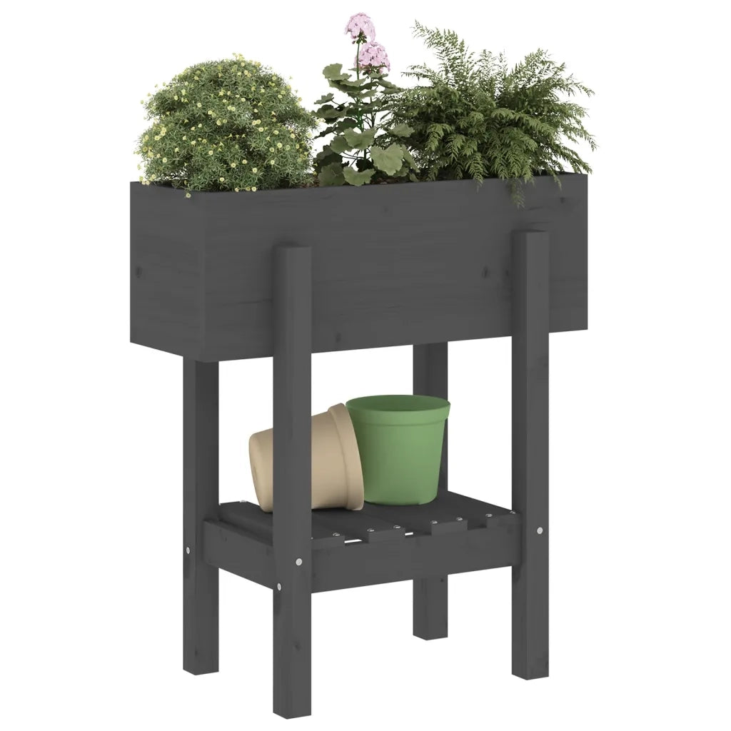 Fioriera da Giardino Grigia 62x30x69 cm Legno Massello di Pino 825235