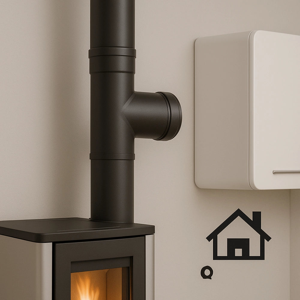 Raccordo t scarico fumi stufa pellet 90° diametro 80 mm spessore 1,2 mm