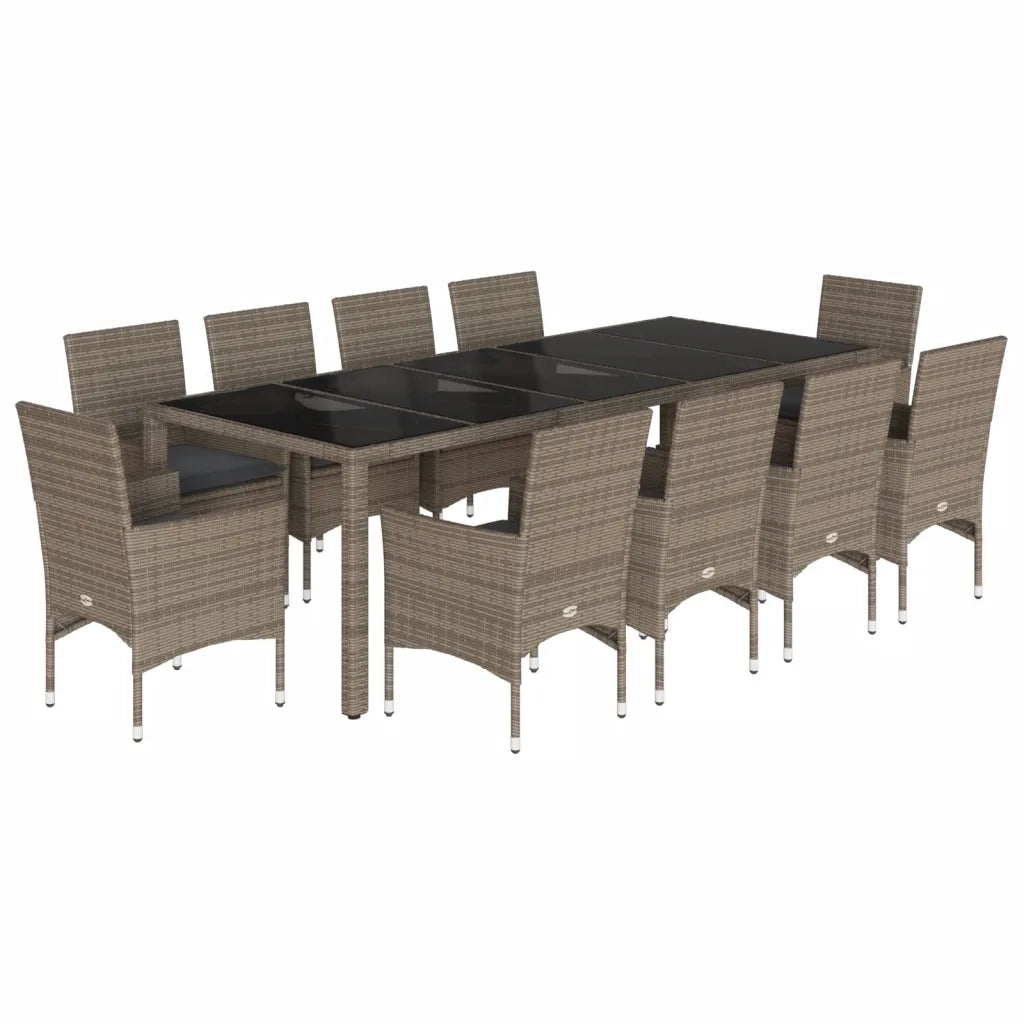 Set da Pranzo da Giardino 11pz con Cuscini Polyrattan e Vetro 3278592