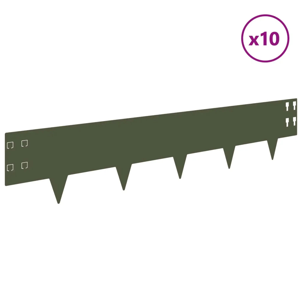 Bordura per Prato 10 pcs 100 x 20 cm Acciaio Verde Oliva 8008586