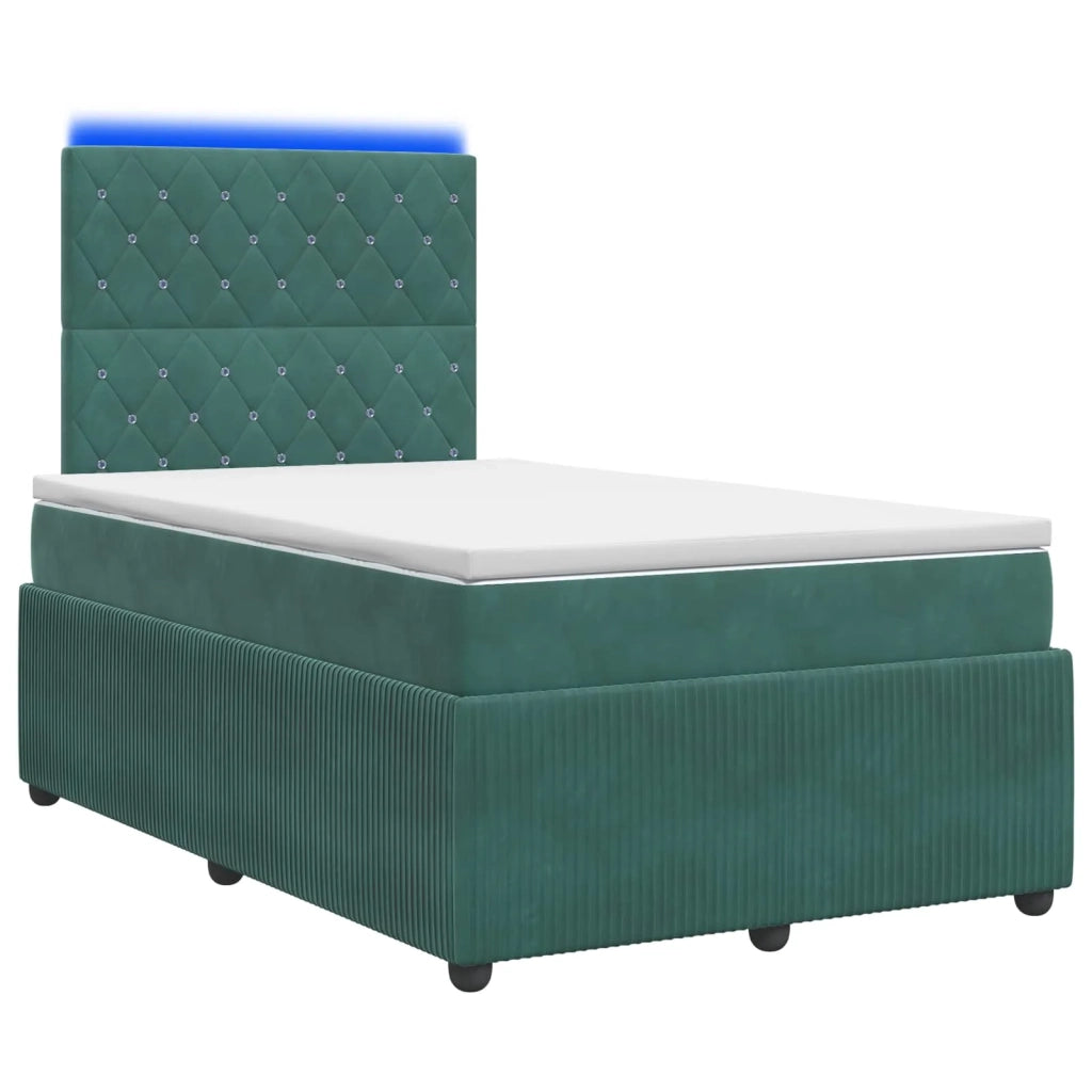 Letto Box Spring LED con Materasso Verde Scuro 120 x 200 cm 3456044