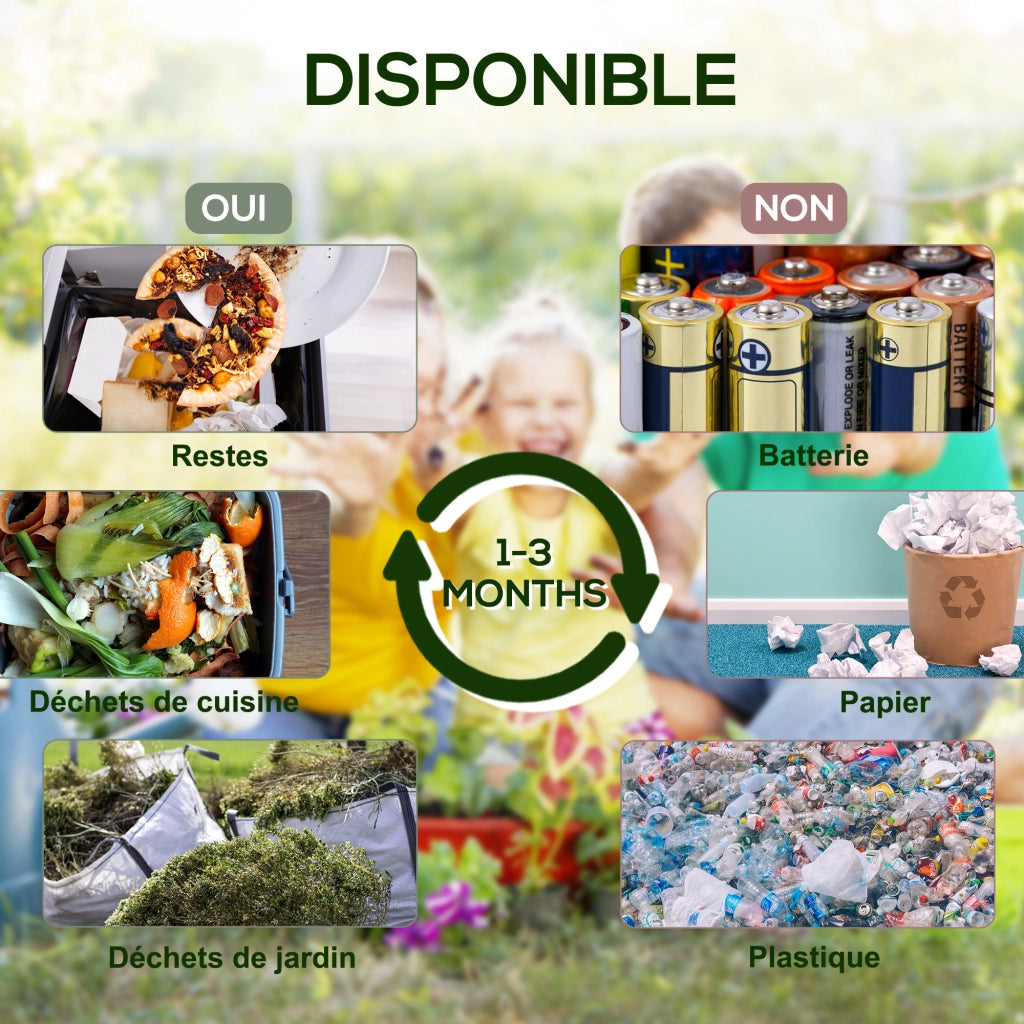Compostatore Giardino ¨C Zephmum ¨C Nero Polypropilene 60x49x77 cm