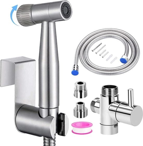 Kit di installazione per bidet con valvola regolabile G12 mm - testa d'acqua in acciaio inossidabile - risparmio d'acqua - lavaggio a parete