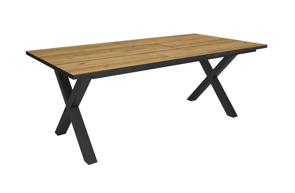 Tavolo da Pranzo, 194x90x74 cm, Per 10 persone, Tavolo Cucina, Rovere e nero