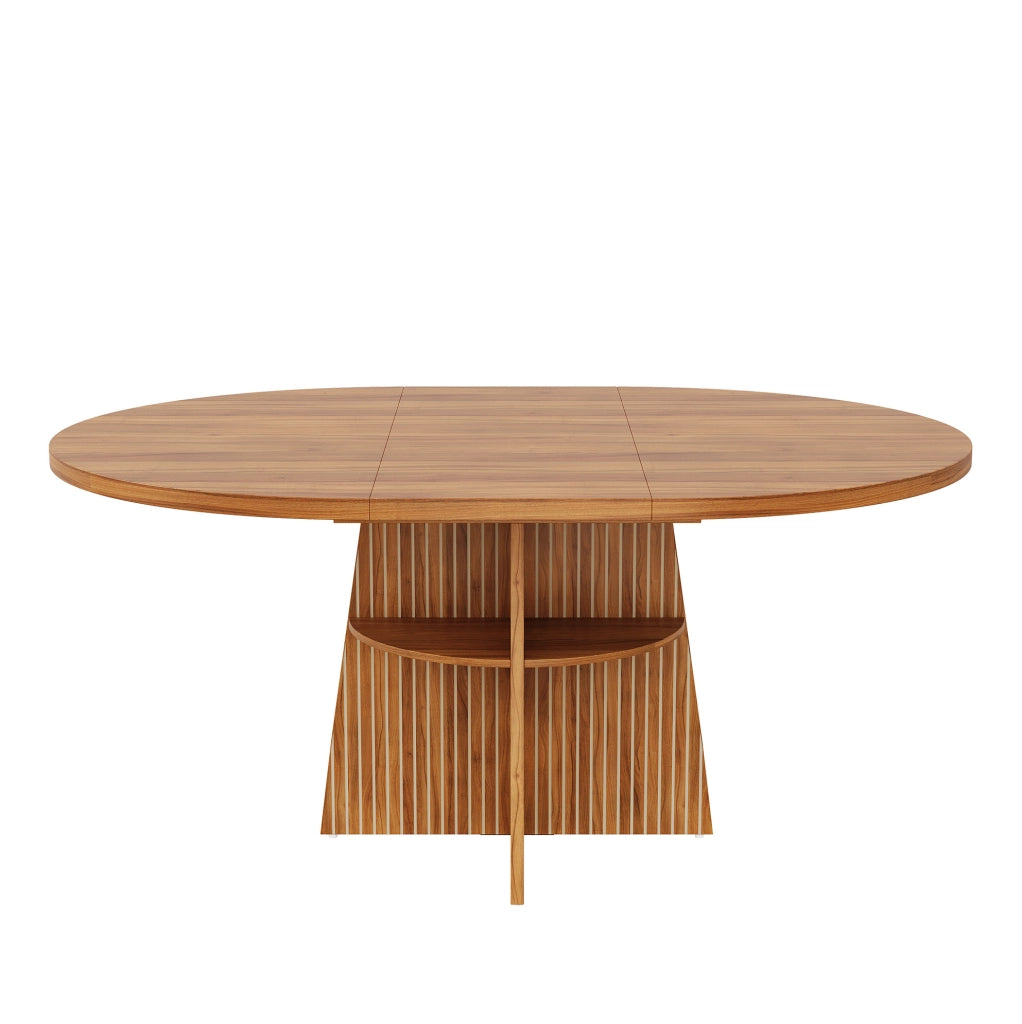 Tavolo da pranzo rotondo allungabile 110-150x110x77,5 cm in MDF noce –