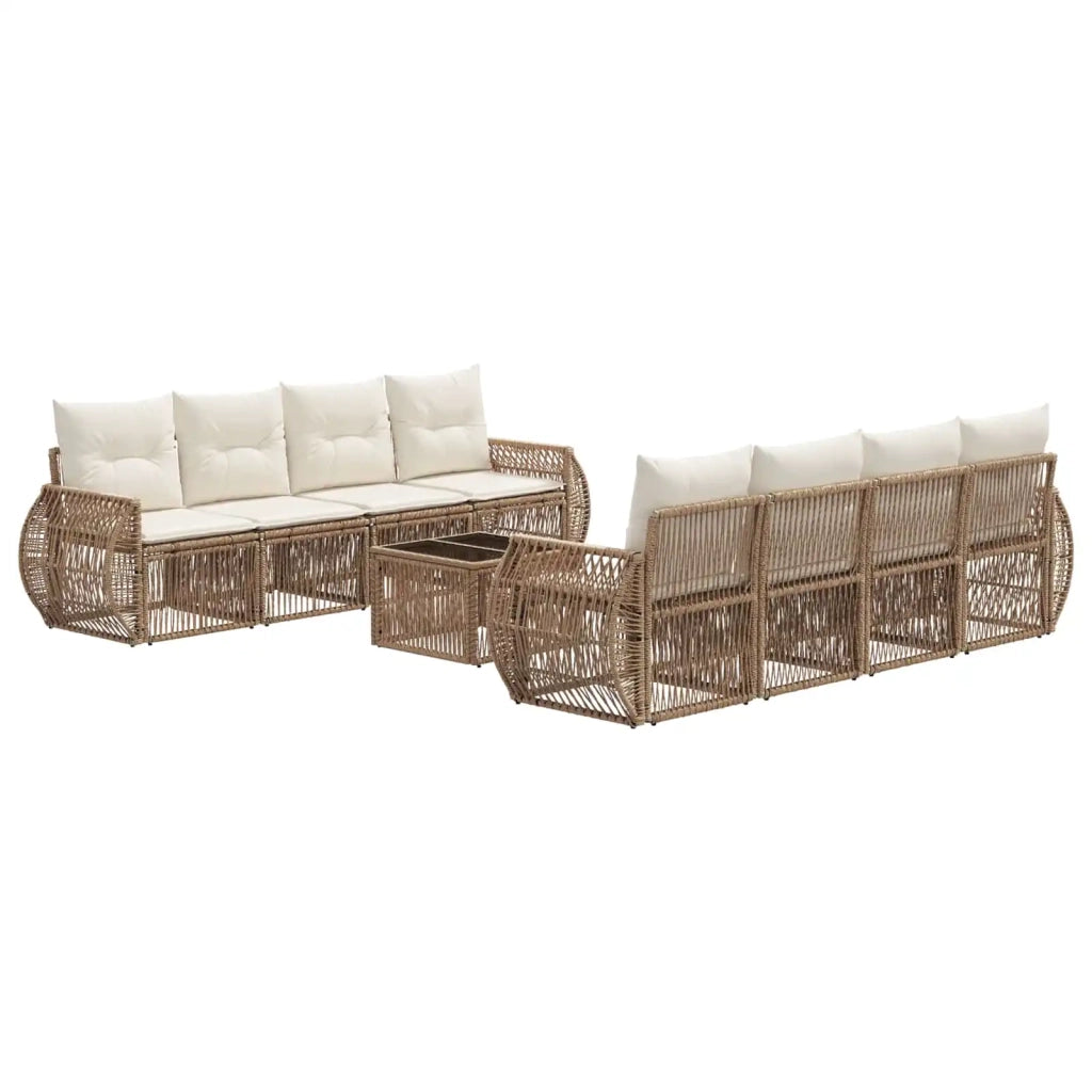 Set Divano da Giardino 9 pz Beige polyrattan 3435363