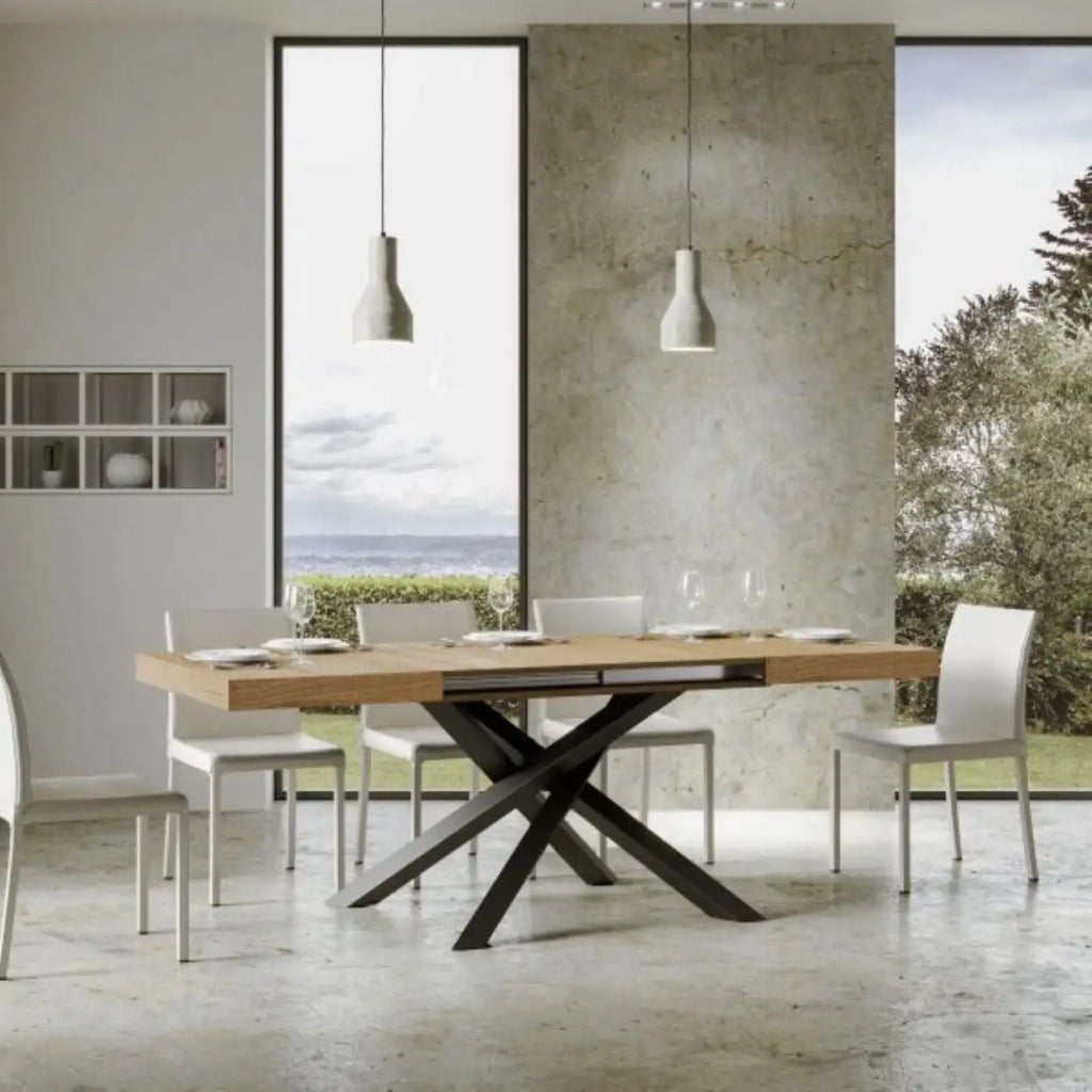 Tavolo allungabile 140/244x90 cm Volantis colore quercia natura gambe antracite