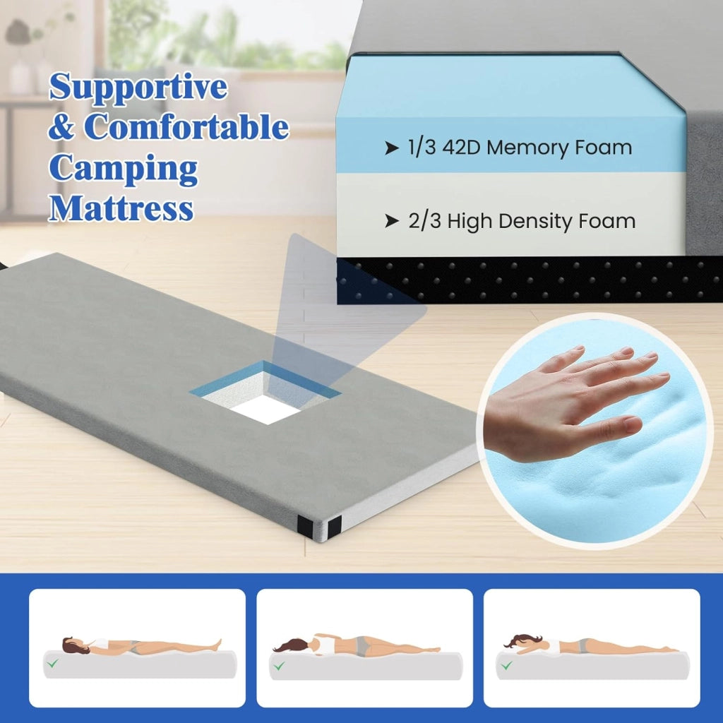 Materasso pieghevole per 1/2 persone, materasso da campeggio portatile in memory foam, morbido e confortevole, superficie impermeabile, per campeggio, auto, viaggi