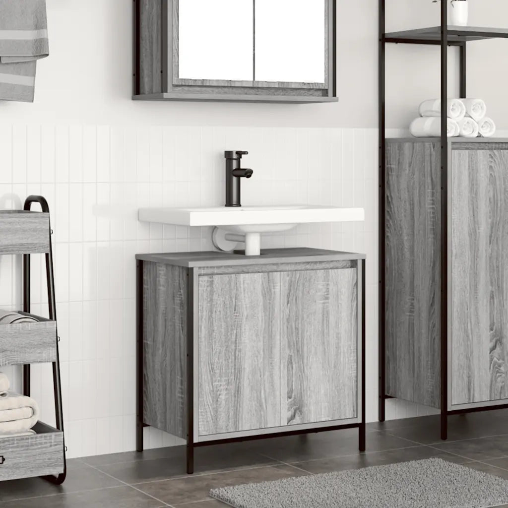 Mobile Lavabo da Bagno-Armadietto da bagno Grigio Sonoma 60x34,5x60 cm