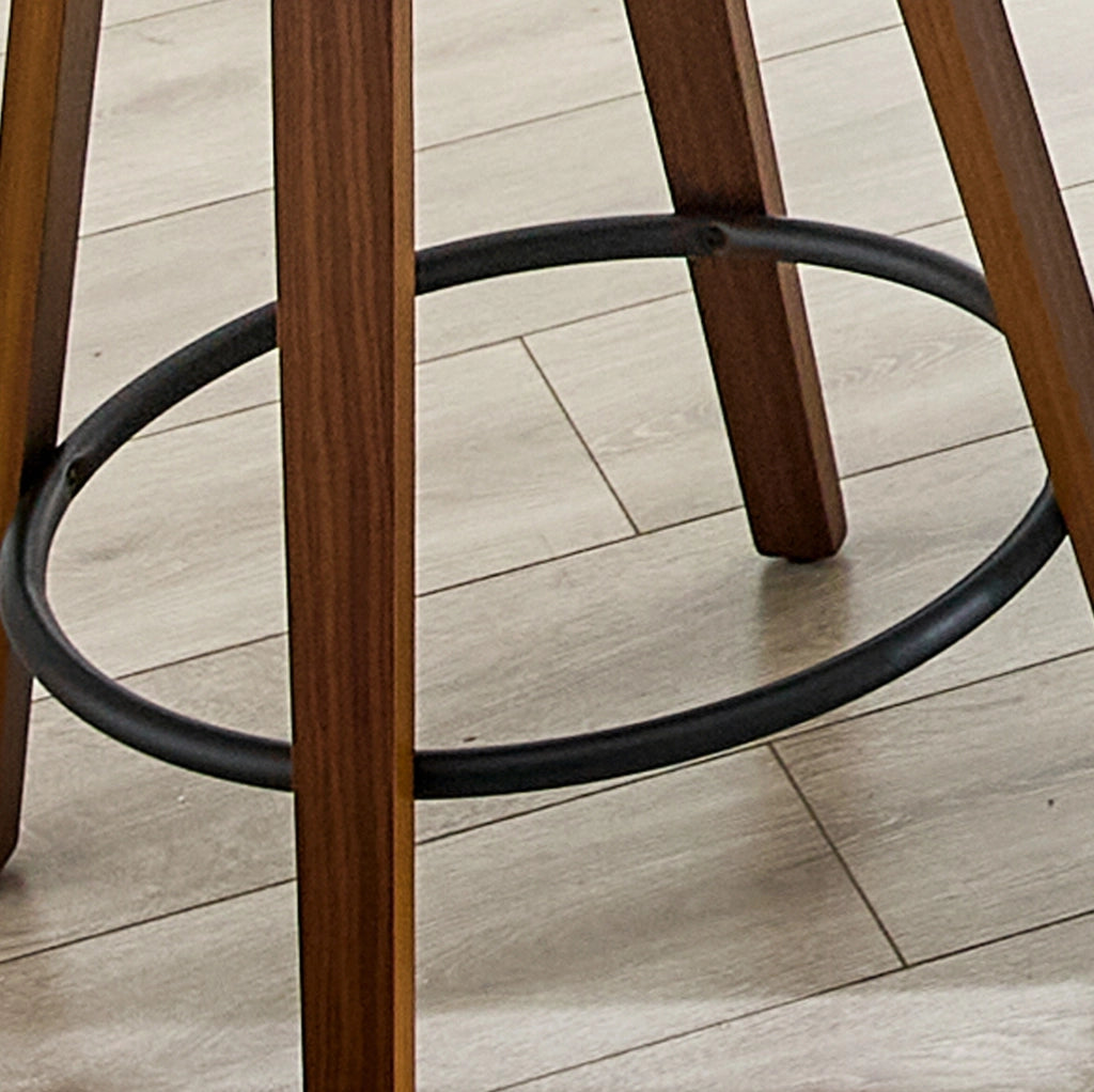 Set di 2 sgabelli da bar 89 cm in legno e PU marrone, schienale floreale