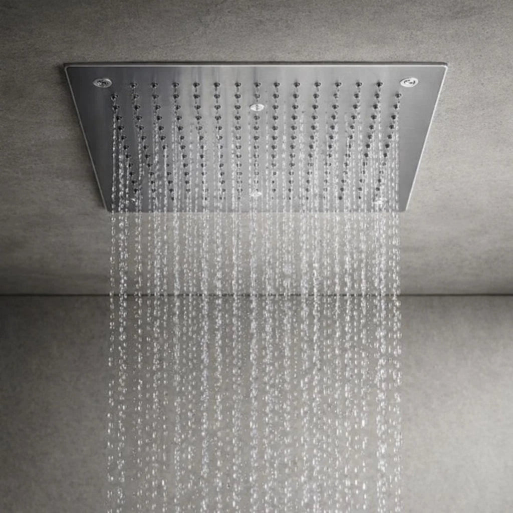 Soffione a incasso doccia a soffitto in acciaio inox quadrato 300x300 mm