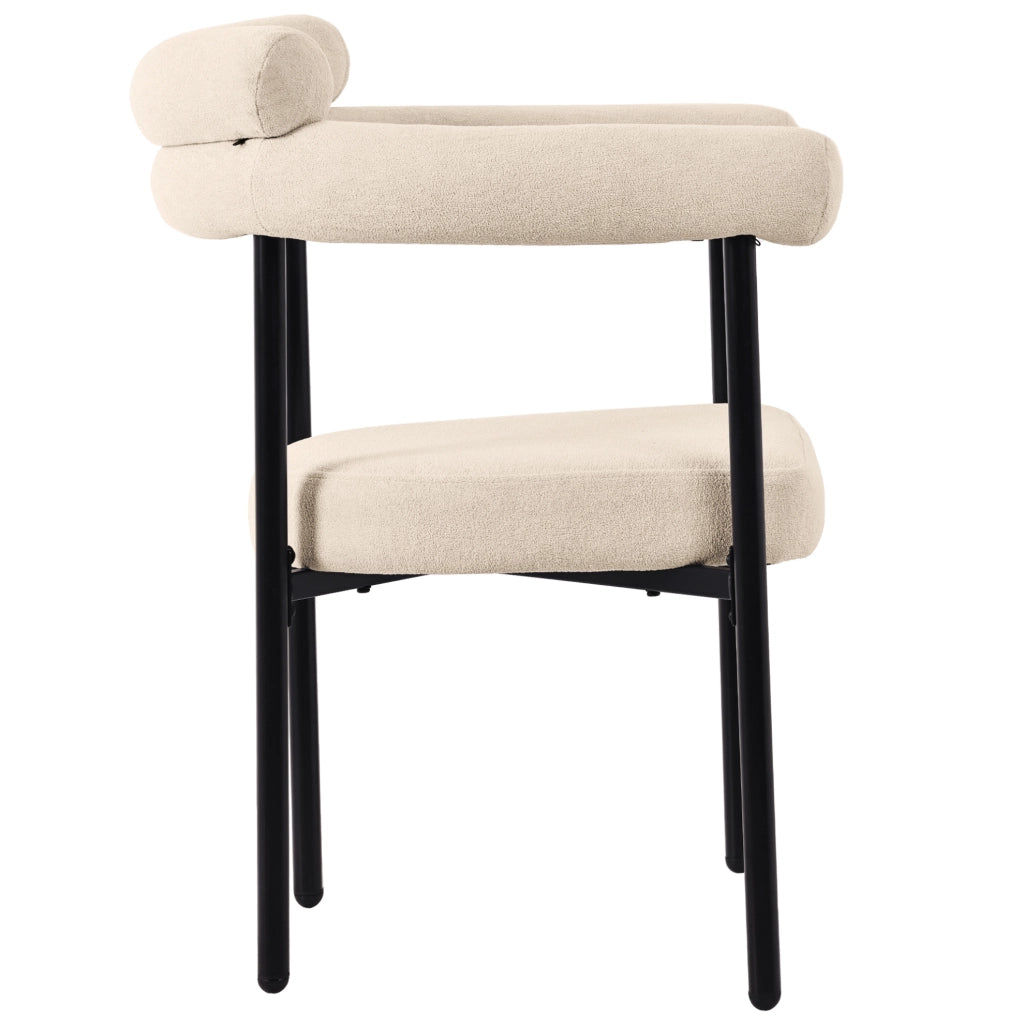 Poltrona da pranzo beige ergonomica in tessuto effetto suede