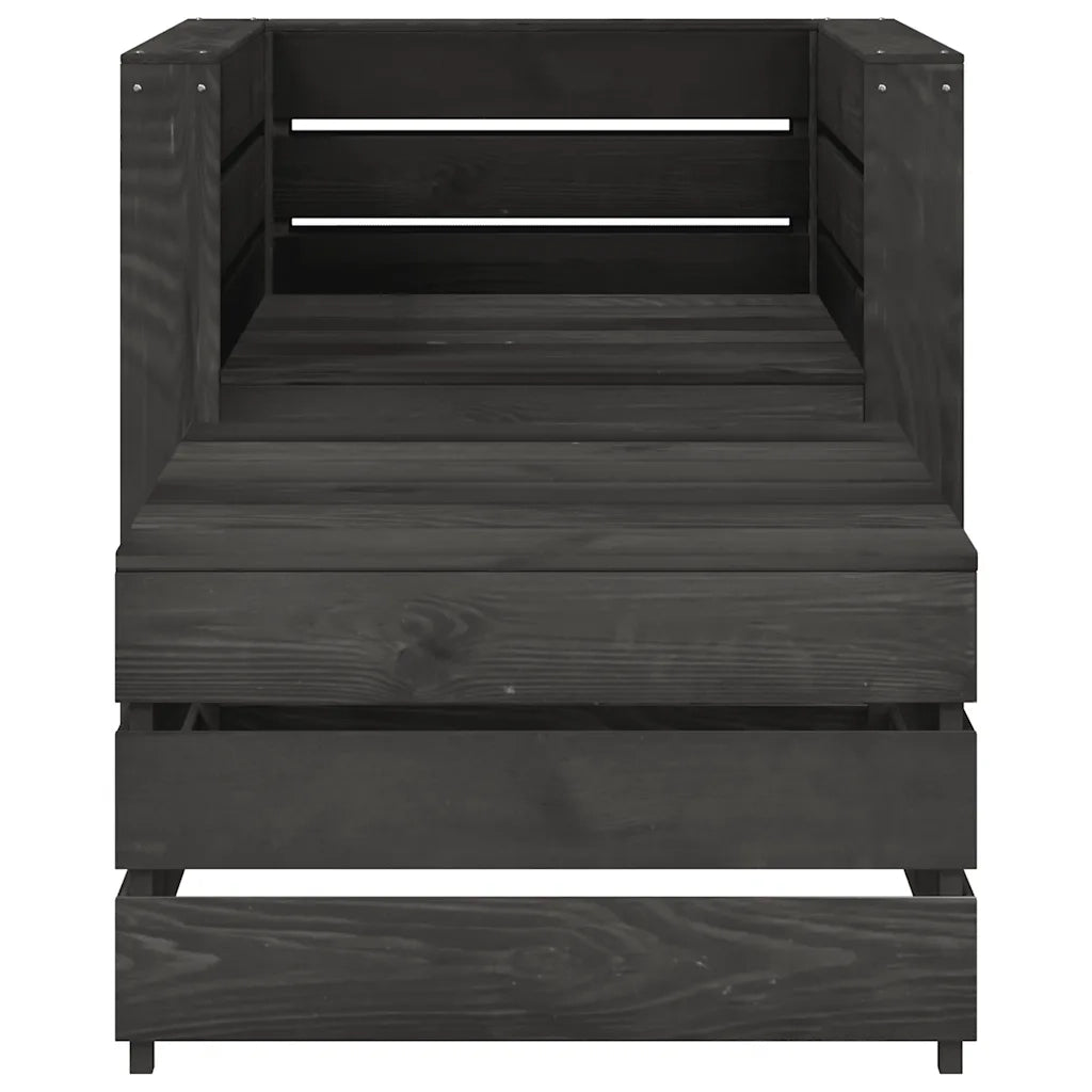 Set Divani da Giardino su Pallet 2 pz in Pino Impregnato Grigio 316199