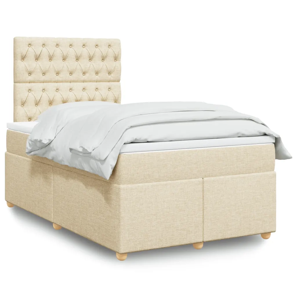 Giroletto a Molle con Materasso Crema 120x190 cm in Tessuto 3293531