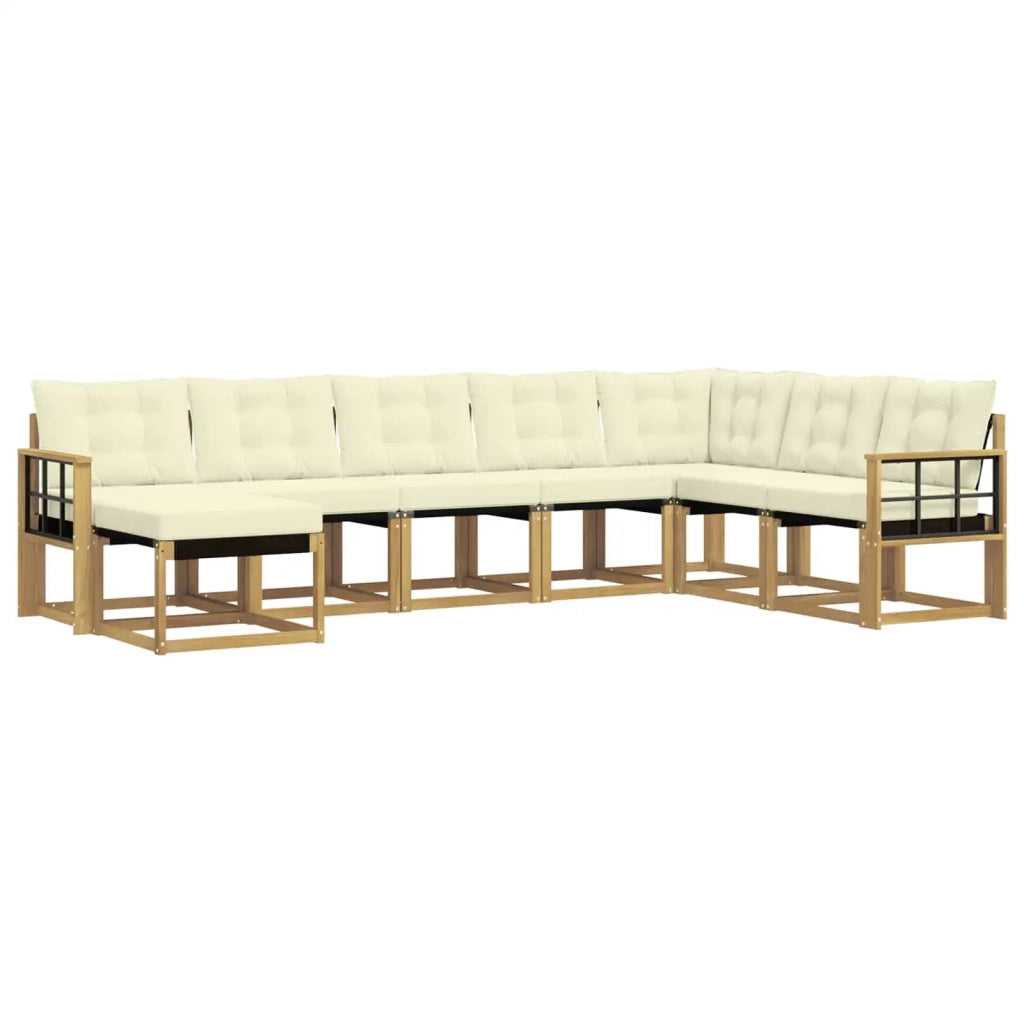Set di divani da esterno con cuscino 8 pcs Bianco e Crema