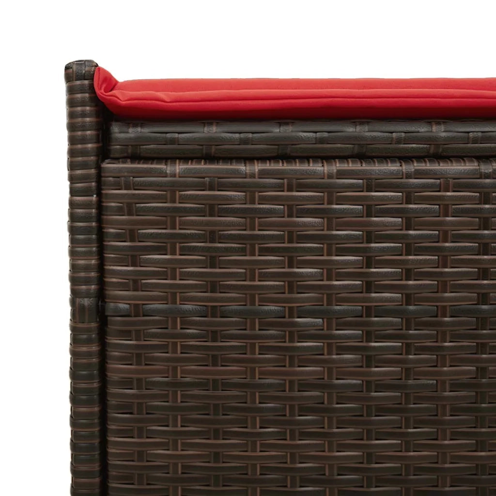 Cassapanca da Esterno con Cuscino Marrone 100 cm in Polyrattan 4104066