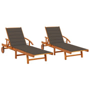 Set di 2 sdraio sedia a sdraio prendisole lettino da giardino terrazza mobile da esterno con cuscini legno massello di acacia 02_0012054