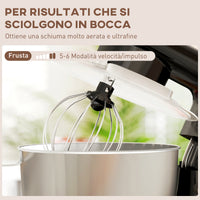 Impastatrice Planetaria da 4.5L a 6 Velocità 35x22x29 cm Ciotola in Acciaio Inox Nero