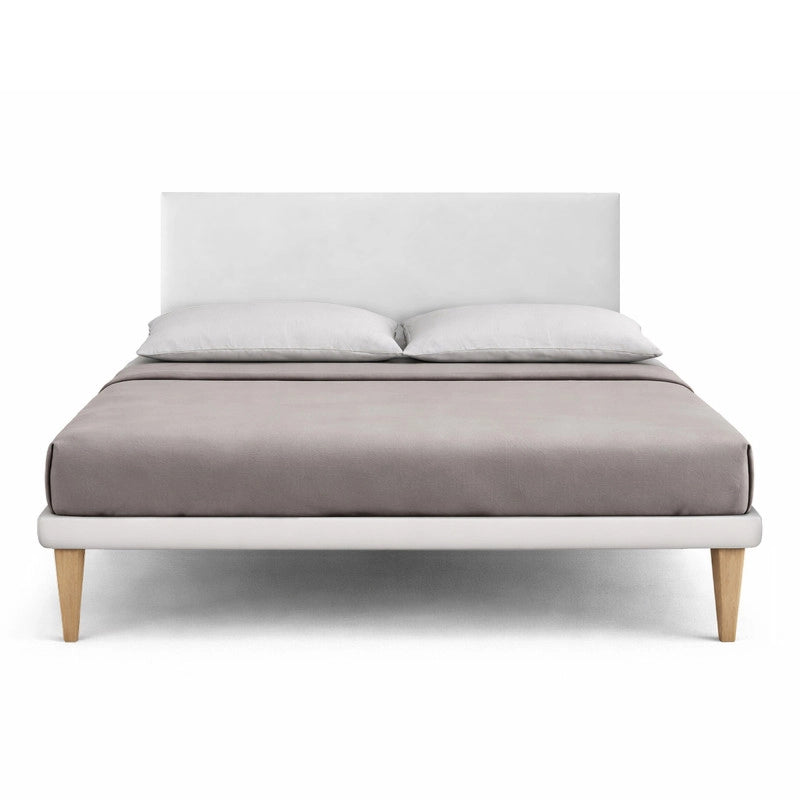 Letto imbottito Letto Matrimoniale alla Francese 140x200 cm Flat - Bianco,Similpelle,Con rete
