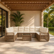 Set Divano da Giardino 10 pz Beige e Bianco Crema polyrattan 3435525