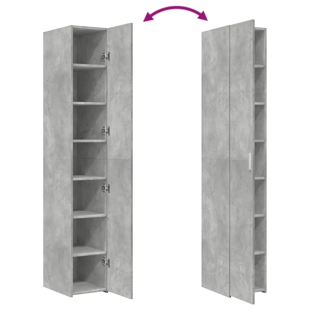 Credenza Grigio Cemento 30x42,5x185 cm in Legno Ingegnerizzato