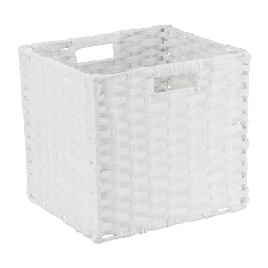 Cesto portaoggetti pieghevole design pulito 31 x 32 x 30 cm in plastica grigia 13_0006276