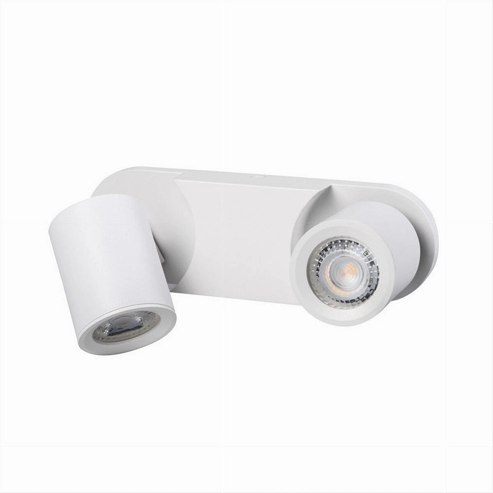 Trade Shop - Applique 2 Diffusori Orientabile Soffitto Parete Lampada Gu10 Bianco Nero Th8802 - Bianco