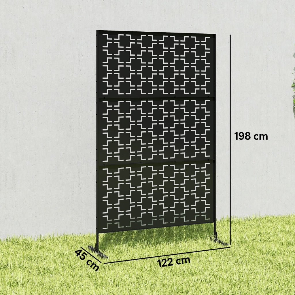 Pannello decorativo paravent esterno geometrico ¨C zephmum ¨C nero 122x45x198 cm