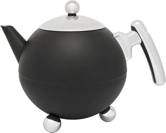Tazza da Tè in Stile Mat con Scaldino di Acciaio Inossidabile Nero per Miglior Conservazione del Calore