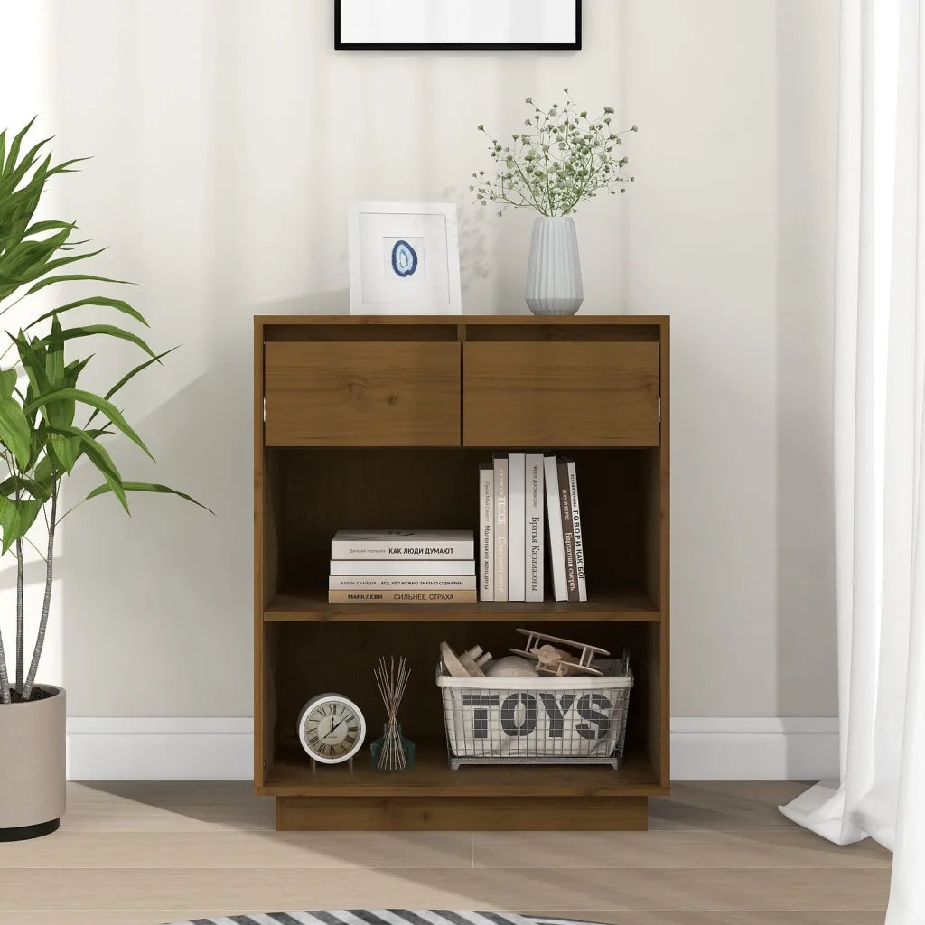 Mobile Consolle Ambrato 60x34x75 cm in Legno Massello di Pino 813837