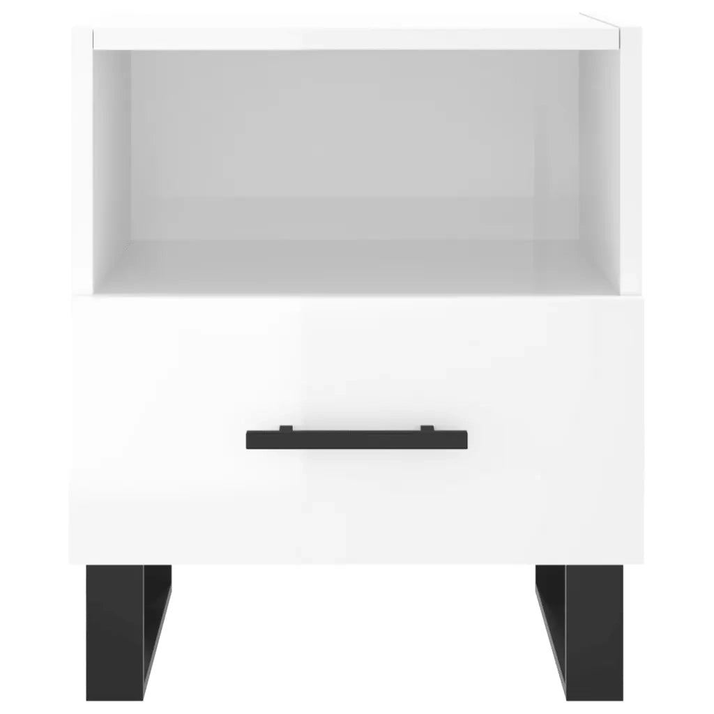 Comodini 2 pz-Set di 2 Tavolino da notte Bianco Lucido 40x35x47,5 cm in Legno Multistrato 877771