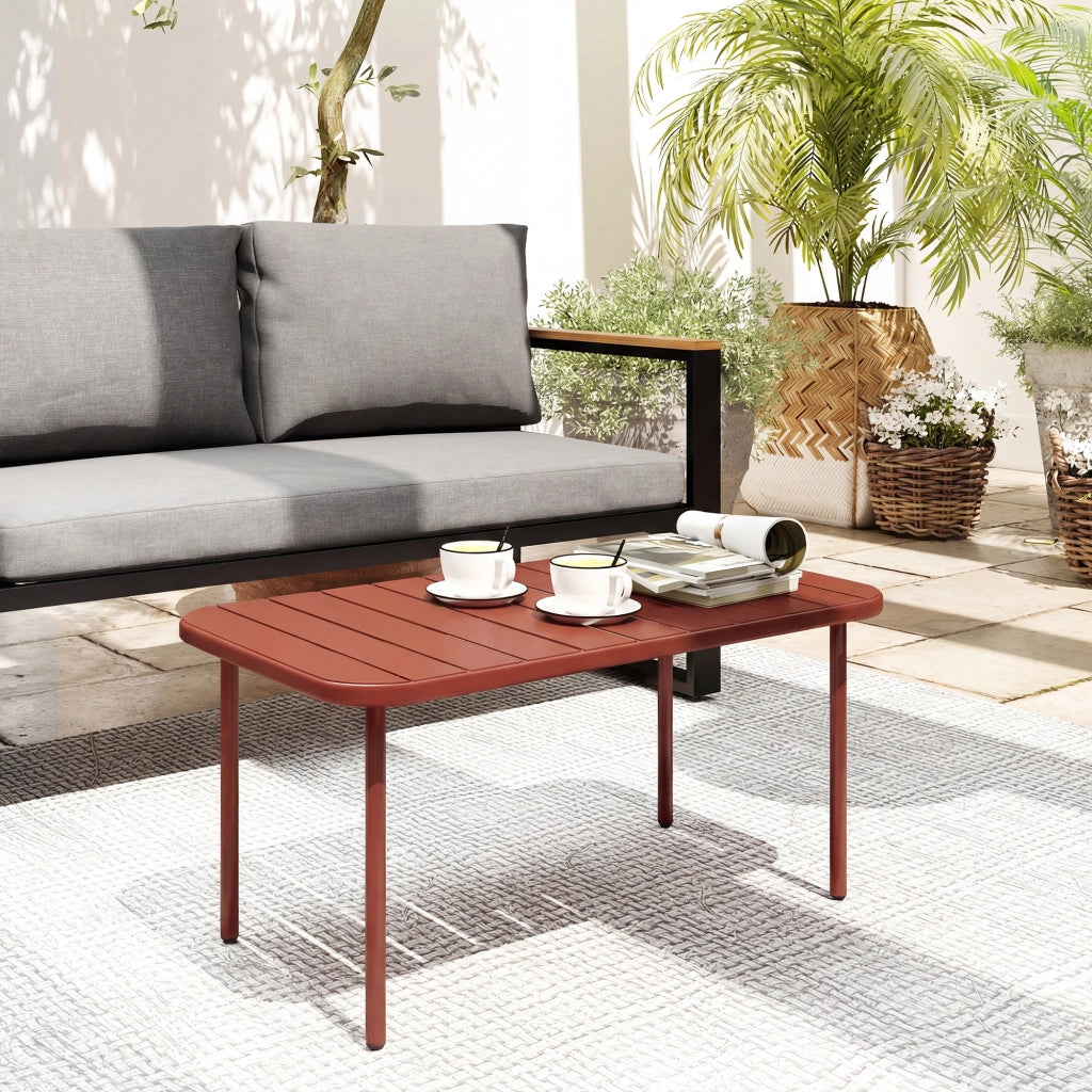Tavolo da giardino ¨C zephmum ¨C rosso, acciaio galvanizzato, 90x50x43 cm