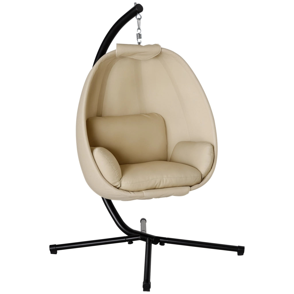 Poltrona dondolo a uovo con cuscino ¨C Zephmum ¨C Khaki 125x95x170 cm