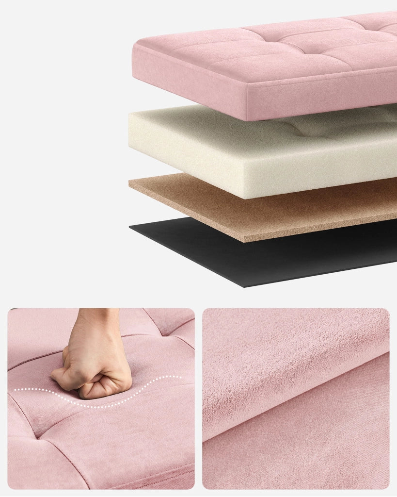 Valora PUFA - LSF247R01 Pouf organizer in velluto MDF rosa pastello