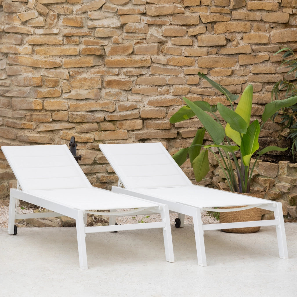 Set di 2 lettini BARBADOS in textilene bianco - alluminio bianco