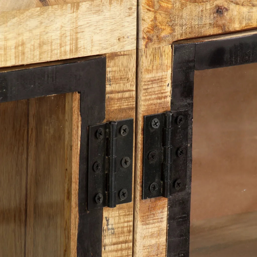 Credenza Marrone e Nera 160x30x80 cm Massello di Mango Grezzo 247994