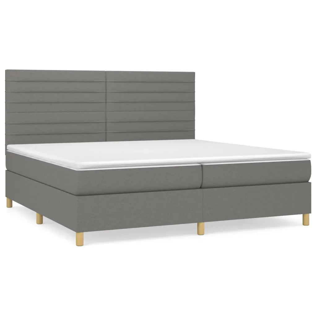 Giroletto a Molle con Materasso Grigio Scuro 200x200 cm Tessuto 3142442