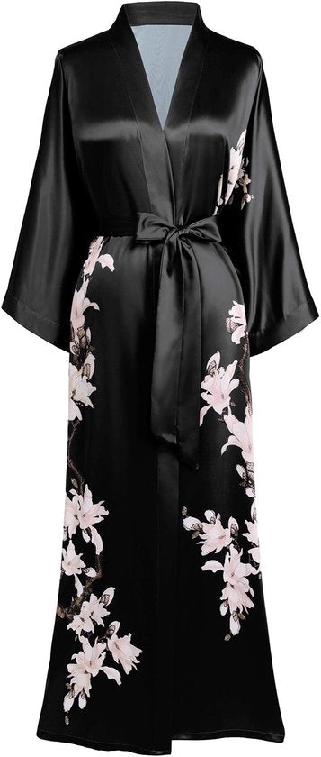 Kimono da camera maxi con stampa di fiori per donne