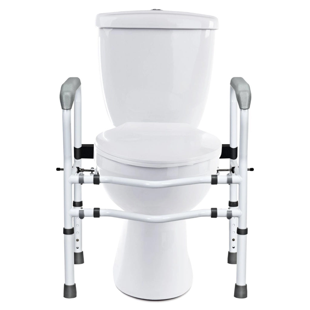 Supporto per water e bidet anziani con altezza e larghezza regolabili, Supporto per gabinetto 57-62x48x63,5-76cm