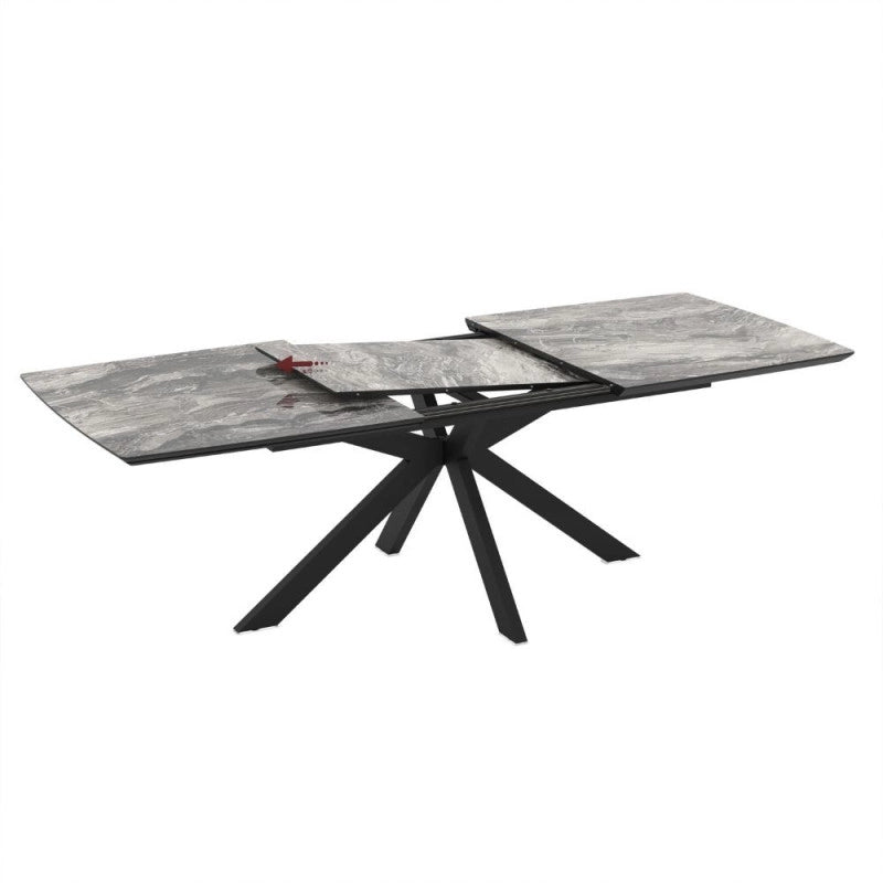 Tavolo allungabile Verano con piano colore marmo arabesque nero e gambe nere
