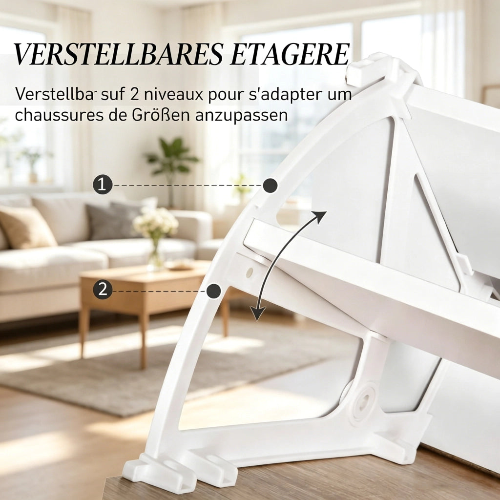 SCARPIERA con ripiano in vetro 60x24x105,5 cm Bianco e Rovere chiaro