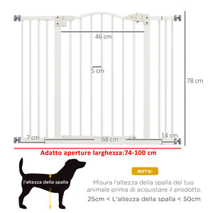 Cancellino per Cani Estensibile 74-100x78 cm in Metallo Bianco