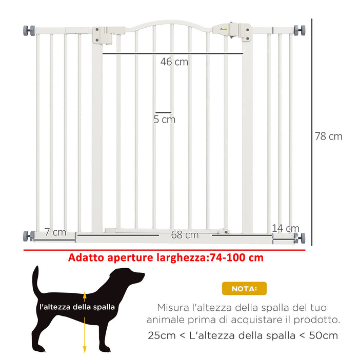 Cancellino per Cani Estensibile 74-100x78 cm in Metallo Bianco