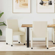 Sedie da Pranzo con Ruote con ruote 2 pcs Crema 57 x 66 x 94 cm