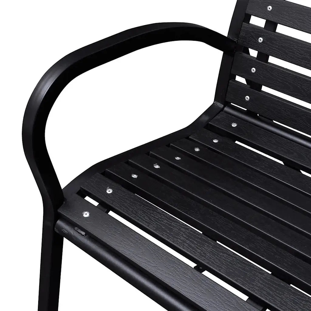 Panchina da Giardino | Panca da Giardino 125 cm Nera in Acciaio e WPC