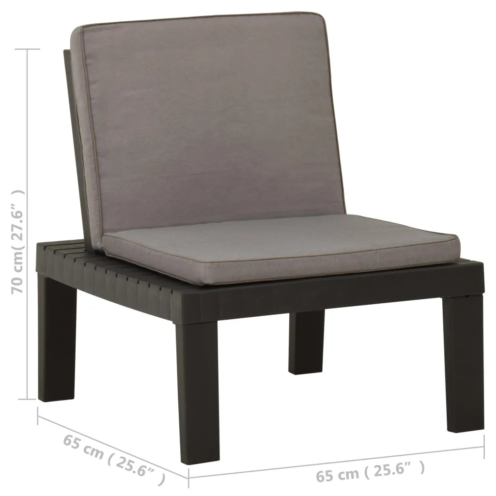 Poltrona da Giardino con Cuscino in Plastica Grigia CFW7175417