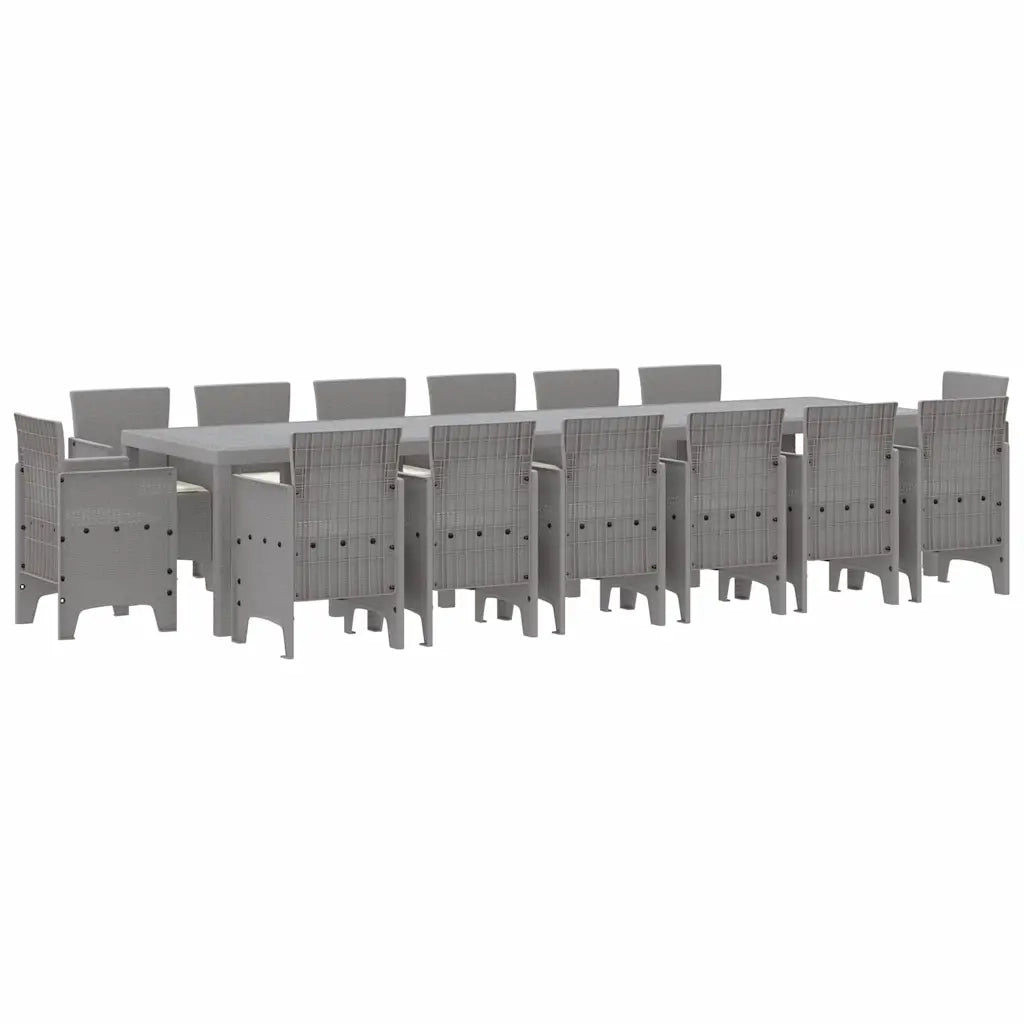 Set da Pranzo per Giardino 15 pcs Grigio chiaro Rattan Polt