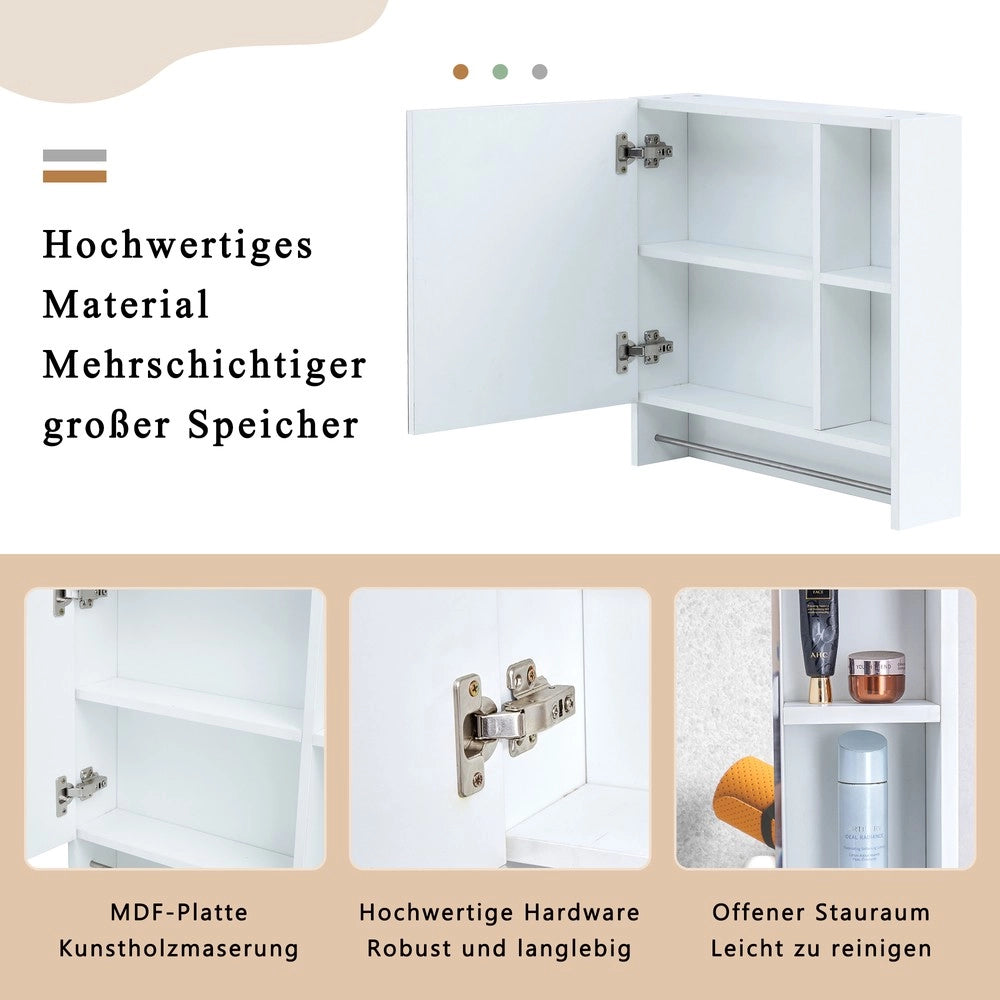 Armadietto Specchio Bagno ¨C Minimal ¨C Bianco MDF Parete con Ripiani