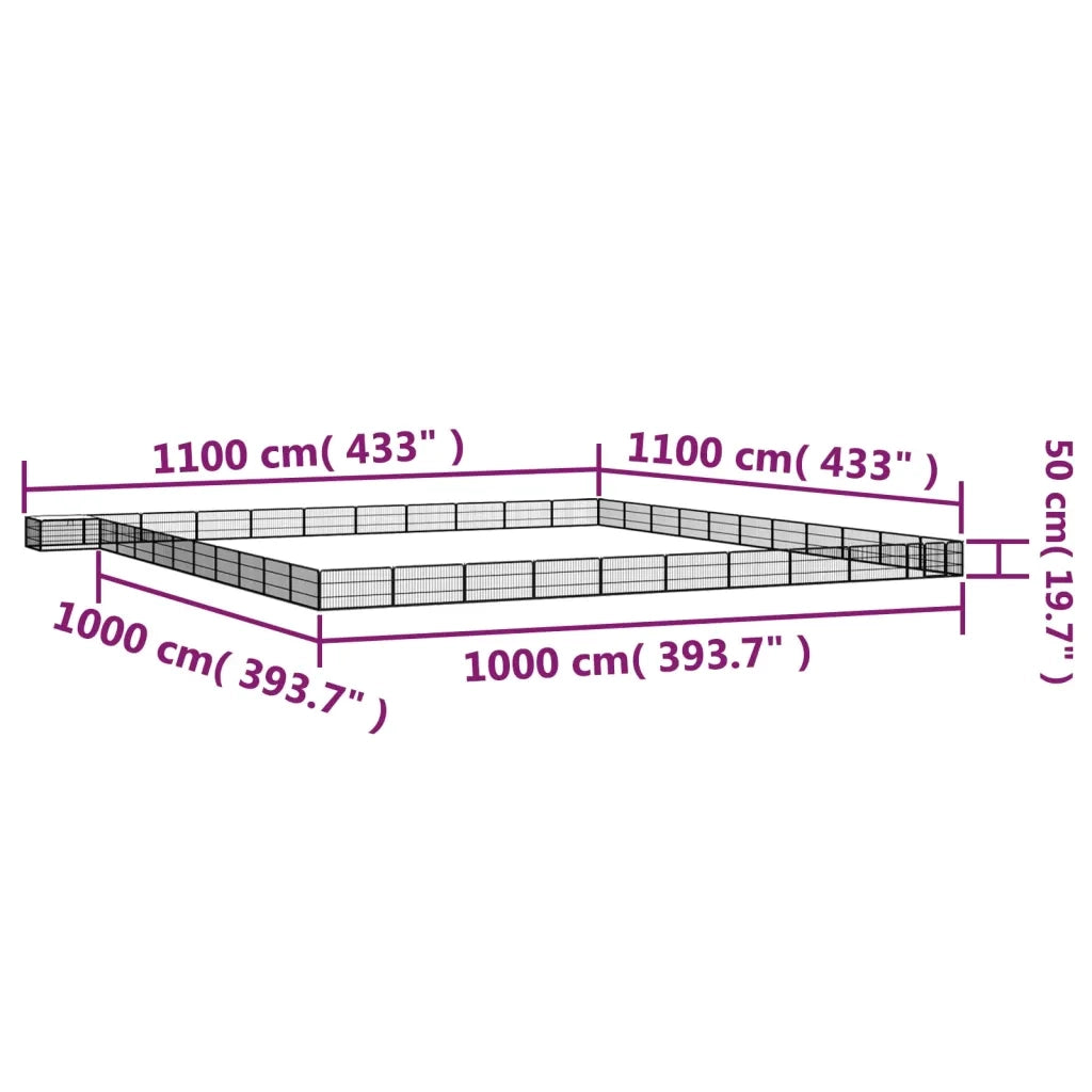 Box Cani 44 Pannelli Nero 100x50 cm Acciaio Verniciato Polvere cod mxl 52673
